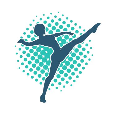 Hareketli bir kadın balerin silueti. Dans eden balerin kızın silueti..