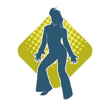 Hareketli bir kadın dansçının silueti. Dans eden zayıf bir kadının silueti..