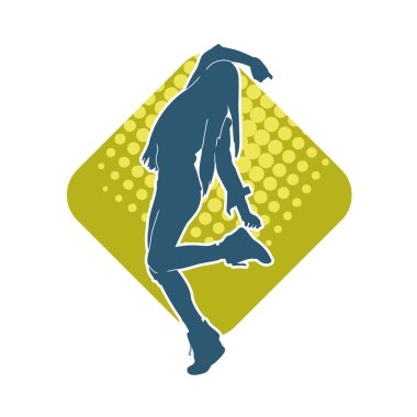 Hareketli bir kadın dansçının silueti. Dans eden zayıf bir kadının silueti..