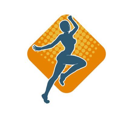 Hareketli bir kadın balerin silueti. Dans eden balerin kızın silueti..