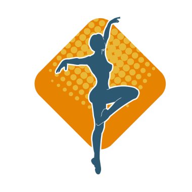 Hareketli bir kadın balerin silueti. Dans eden balerin kızın silueti..