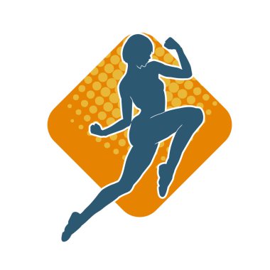 Hareketli bir kadın balerin silueti. Dans eden balerin kızın silueti..