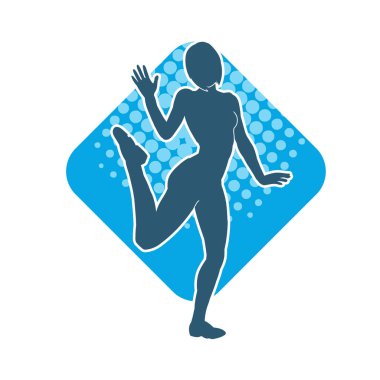 Hareketli bir kadın balerin silueti. Dans eden balerin kızın silueti..