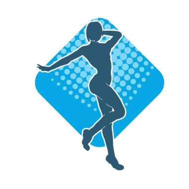 Hareketli bir kadın balerin silueti. Dans eden balerin kızın silueti..