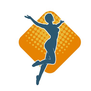 Hareketli bir kadın balerin silueti. Dans eden balerin kızın silueti..