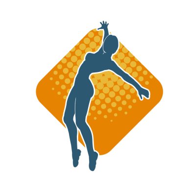 Hareketli bir kadın balerin silueti. Dans eden balerin kızın silueti..