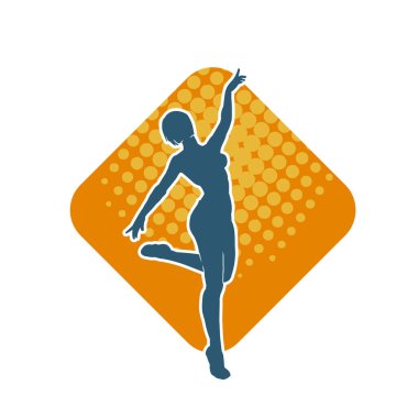 Hareketli bir kadın balerin silueti. Dans eden balerin kızın silueti..