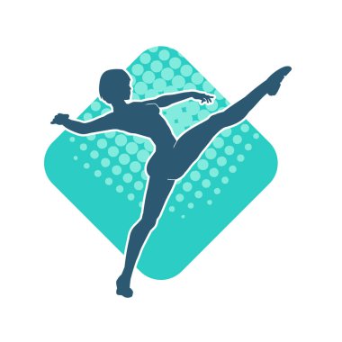 Hareketli bir kadın balerin silueti. Dans eden balerin kızın silueti..