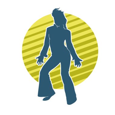 Hareketli bir kadın dansçının silueti. Dans eden zayıf bir kadının silueti..