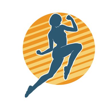 Hareketli bir kadın balerin silueti. Dans eden balerin kızın silueti..