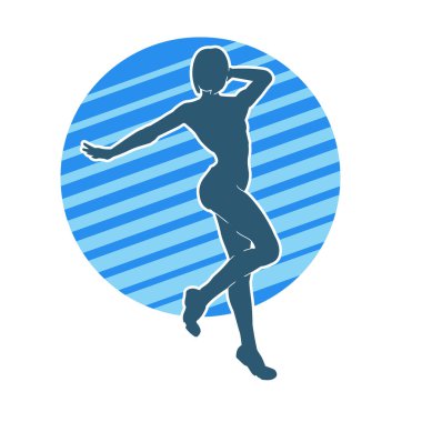 Hareketli bir kadın balerin silueti. Dans eden balerin kızın silueti..