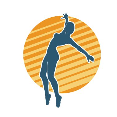 Hareketli bir kadın balerin silueti. Dans eden balerin kızın silueti..