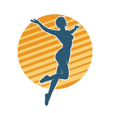 Hareketli bir kadın balerin silueti. Dans eden balerin kızın silueti..