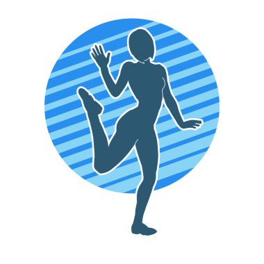 Hareketli bir kadın balerin silueti. Dans eden balerin kızın silueti..