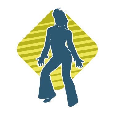 Hareketli bir kadın dansçının silueti. Dans eden zayıf bir kadının silueti..