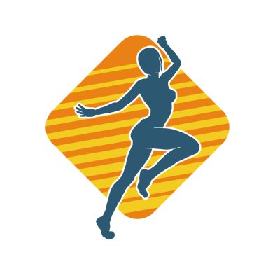 Hareketli bir kadın balerin silueti. Dans eden balerin kızın silueti..