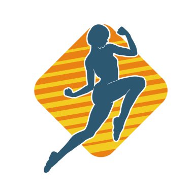 Hareketli bir kadın balerin silueti. Dans eden balerin kızın silueti..