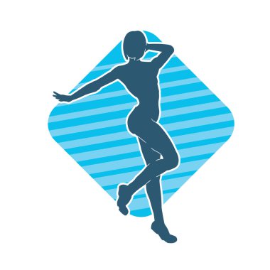 Hareketli bir kadın balerin silueti. Dans eden balerin kızın silueti..