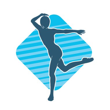 Hareketli bir kadın balerin silueti. Dans eden balerin kızın silueti..