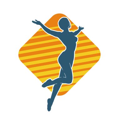 Hareketli bir kadın balerin silueti. Dans eden balerin kızın silueti..