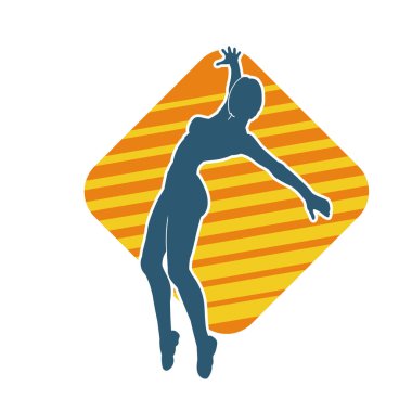 Hareketli bir kadın balerin silueti. Dans eden balerin kızın silueti..