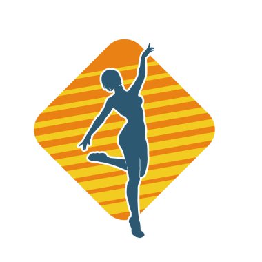 Hareketli bir kadın balerin silueti. Dans eden balerin kızın silueti..