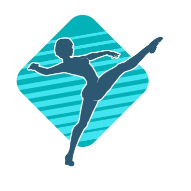 Hareketli bir kadın balerin silueti. Dans eden balerin kızın silueti..