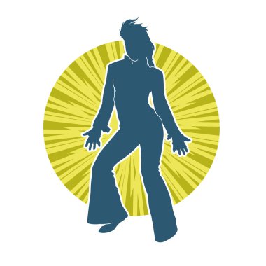 Hareketli bir kadın dansçının silueti. Dans eden zayıf bir kadının silueti..