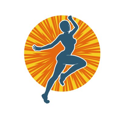 Hareketli bir kadın balerin silueti. Dans eden balerin kızın silueti..