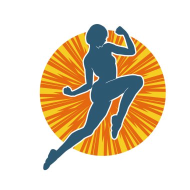 Hareketli bir kadın balerin silueti. Dans eden balerin kızın silueti..