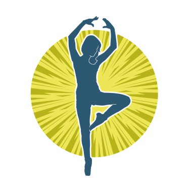 Hareketli bir kadın balerin silueti. Dans eden balerin kızın silueti..