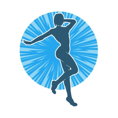 Hareketli bir kadın balerin silueti. Dans eden balerin kızın silueti..