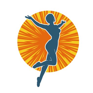 Hareketli bir kadın balerin silueti. Dans eden balerin kızın silueti..