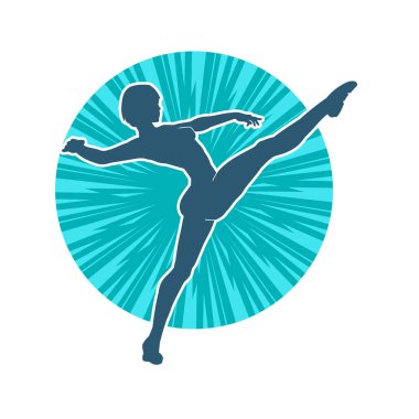 Hareketli bir kadın balerin silueti. Dans eden balerin kızın silueti..