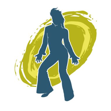 Hareketli bir kadın dansçının silueti. Dans eden zayıf bir kadının silueti..