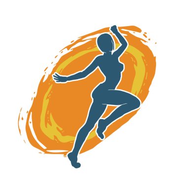 Hareketli bir kadın balerin silueti. Dans eden balerin kızın silueti..