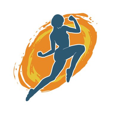 Hareketli bir kadın balerin silueti. Dans eden balerin kızın silueti..