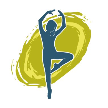 Hareketli bir kadın balerin silueti. Dans eden balerin kızın silueti..