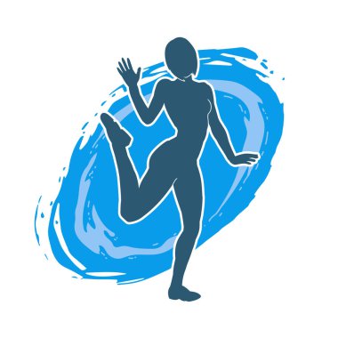 Hareketli bir kadın balerin silueti. Dans eden balerin kızın silueti..