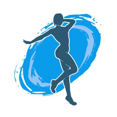 Hareketli bir kadın balerin silueti. Dans eden balerin kızın silueti..