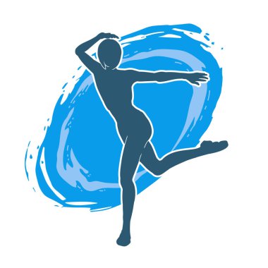 Hareketli bir kadın balerin silueti. Dans eden balerin kızın silueti..