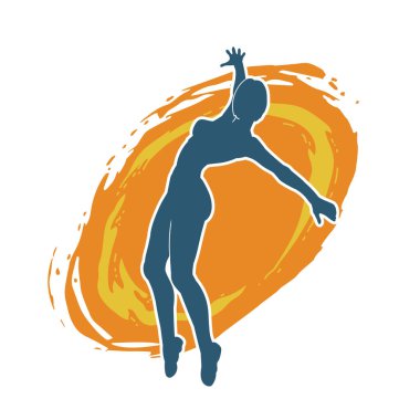 Hareketli bir kadın balerin silueti. Dans eden balerin kızın silueti..