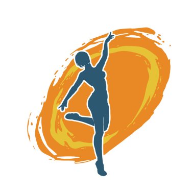 Hareketli bir kadın balerin silueti. Dans eden balerin kızın silueti..