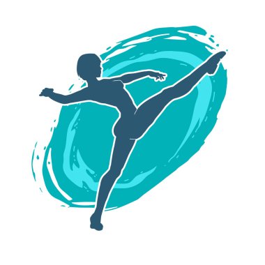 Hareketli bir kadın balerin silueti. Dans eden balerin kızın silueti..