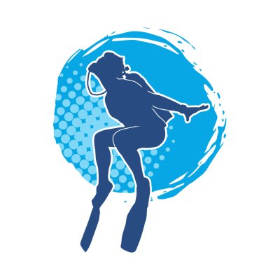 Erkek bir dalgıcın silueti. Dalış pozisyonunda bir adamın silueti..