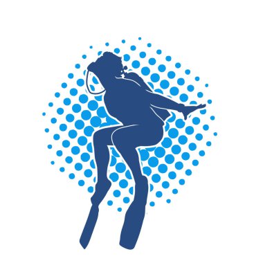 Erkek bir dalgıcın silueti. Dalış pozisyonunda bir adamın silueti..