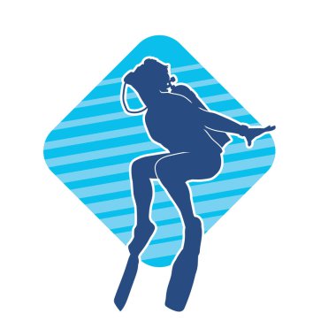 Erkek bir dalgıcın silueti. Dalış pozisyonunda bir adamın silueti..