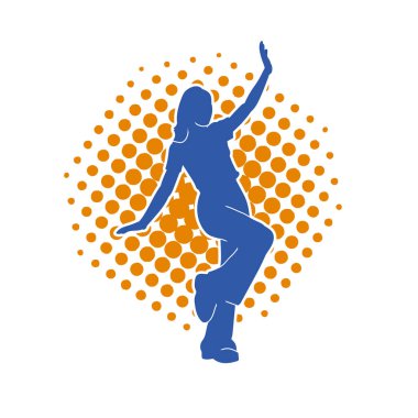 Hareketli bir kadın dansçının silueti. Dans eden zayıf bir kadının silueti..