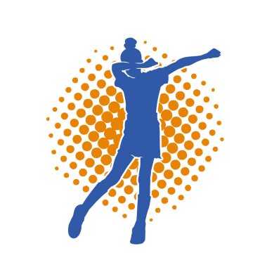 Hareketli bir kadın dansçının silueti. Dans eden zayıf bir kadının silueti..