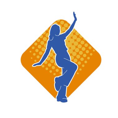 Hareketli bir kadın dansçının silueti. Dans eden zayıf bir kadının silueti..